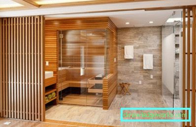 Foto: divisorio in legno in bagno