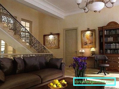 Disegna un corridoio in una casa privata con una foto delle scale