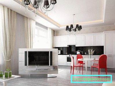 Design cucina-soggiorno di 25 metri quadrati. m