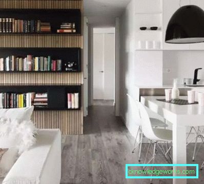 Progettazione di cucina-sala da pranzo-soggiorno nell'appartamento