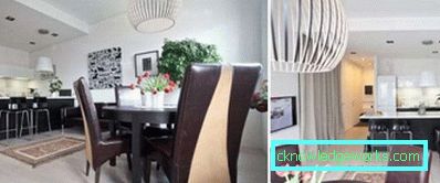 Progettazione di cucina-sala da pranzo-soggiorno nell'appartamento
