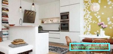 Progettazione di cucina-sala da pranzo-soggiorno nell'appartamento