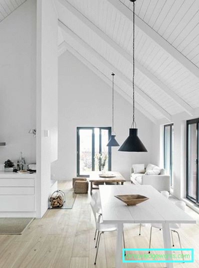 Progettazione di cucina-sala da pranzo-soggiorno nell'appartamento