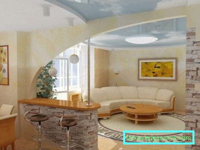 Design cucina soggiorno con zonizzazione - foto interna
