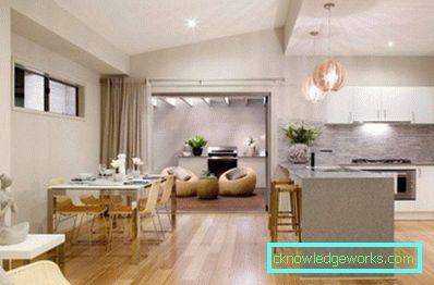 Design cucina soggiorno con zonizzazione - foto interna