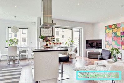 Design cucina soggiorno con zonizzazione - foto interna