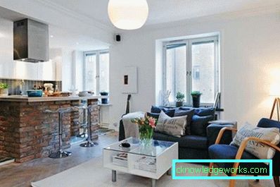 Design cucina soggiorno con zonizzazione - foto interna