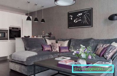 Design cucina soggiorno con zonizzazione - foto interna