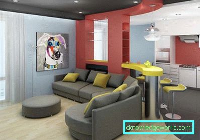 Design cucina soggiorno con zonizzazione - foto interna