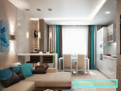 Design della cucina combinato con il soggiorno