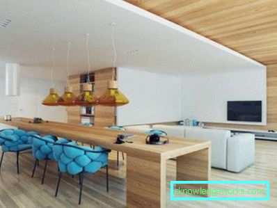 Design della cucina combinato con il soggiorno