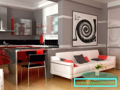 Design della cucina combinato con il soggiorno