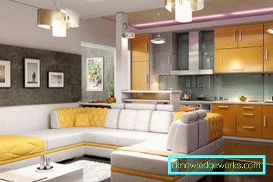 Design della cucina combinato con il soggiorno