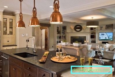 Design della cucina combinato con il soggiorno