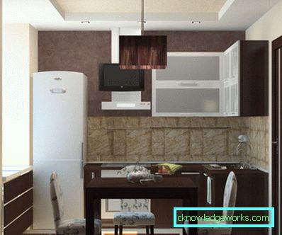 Progetta una piccola cucina di 7 quadrati. m con frigo Progetta una piccola cucina di 7 quadrati. m con frigo