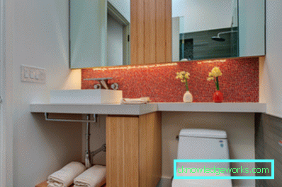 Design del bagno con un piccolo bagno combinato con un bagno nel Krusciov
