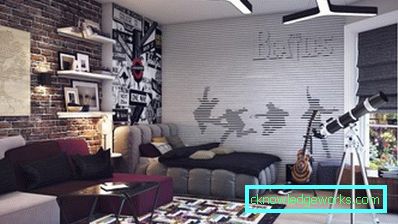 Photowall-paper in un salotto interno in stile moderno - una foto di idee