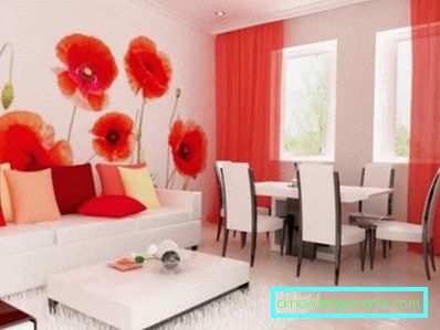 Photowall-paper in un salotto interno in stile moderno - una foto di idee