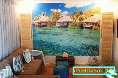 Photowall-paper in un salotto interno in stile moderno - una foto di idee