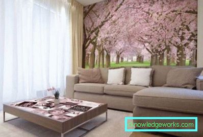 Photowall-paper in un salotto interno in stile moderno - una foto di idee