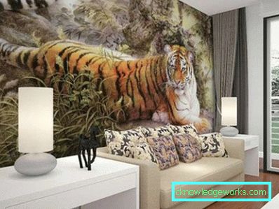 Photowall-paper in un salotto interno in stile moderno - una foto di idee
