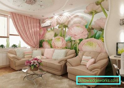 Photowall-paper in un salotto interno in stile moderno - una foto di idee