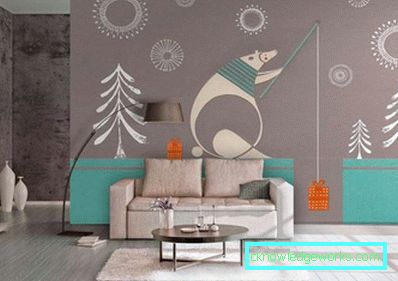 Photowall-paper in un salotto interno in stile moderno - una foto di idee