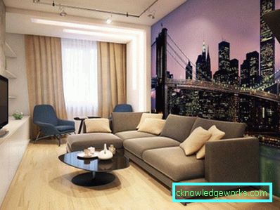 Photowall-paper in un salotto interno in stile moderno - una foto di idee