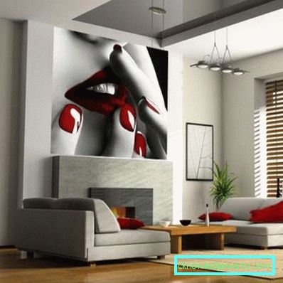 Photowall-paper in un salotto interno in stile moderno - una foto di idee