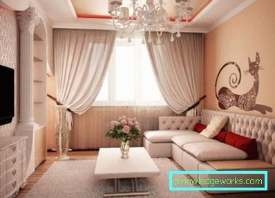 Interno di un piccolo soggiorno in un piccolo appartamento - 50 esempi di foto