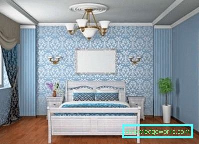 Carta da parati combinata nel design della camera da letto - interni fotografici Carta da parati combinata nel design della camera da letto - interni fotografici