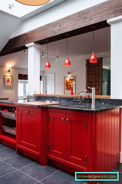 Cucina rossa negli interni - la scelta del design