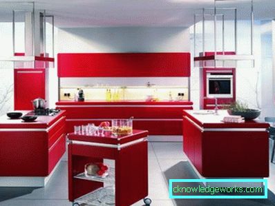 Cucina rossa negli interni - la scelta del design