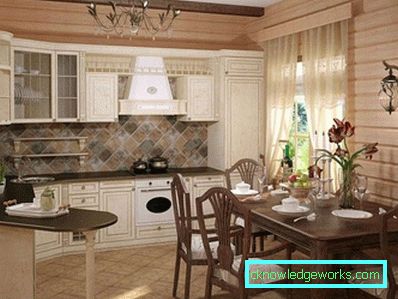 Cucina in una casa di legno - finitura
