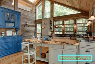 Cucina in una casa di legno - finitura