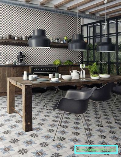 Piastrelle per pavimento per la cucina - foto nell'interno