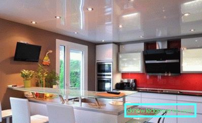 Soffitto teso in cucina: 120 foto di opzioni di design