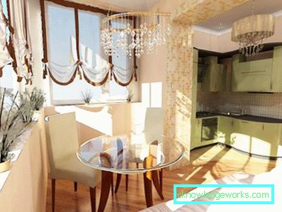 Combinando una cucina con un balcone - design fotografico