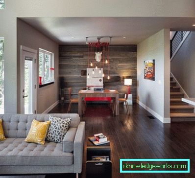 Decorazione murale nel corridoio con laminato - foto design